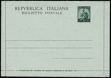 ITALIA REPUBBLICA Cartoline postali  (1945)  - Catalogo Cataloghi su offerta - Studio Filatelico Toselli