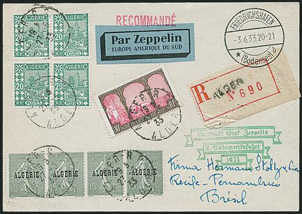 ZEPPELIN - ALGERIA  (1933)  - Catalogo Cataloghi su offerta - Studio Filatelico Toselli