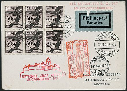 ZEPPELIN - AUSTRIA  (1931)  - Catalogo Cataloghi su offerta - Studio Filatelico Toselli