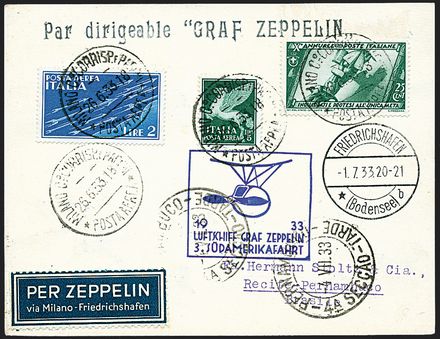 ZEPPELIN - ITALIA  (1933)  - Catalogo Cataloghi su offerta - Studio Filatelico Toselli