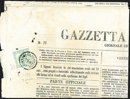 ANTICHI STATI ITALIANI - LOMBARDO VENETO - Segnatasse per giornali  (1853)  - Catalogo Cataloghi su offerta - Studio Filatelico Toselli