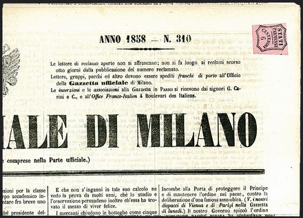 ANTICHI STATI ITALIANI - PARMA - Segnatasse per giornali  (1857)  - Catalogo Cataloghi su offerta - Studio Filatelico Toselli
