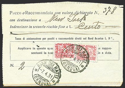 ITALIA REGNO Assicurativi  (1931)  - Catalogo Cataloghi su offerta - Studio Filatelico Toselli