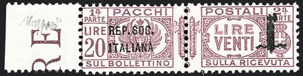 REPUBBLICA SOCIALE ITALIANA Pacchi postali  (1944)  - Catalogo Cataloghi su offerta - Studio Filatelico Toselli