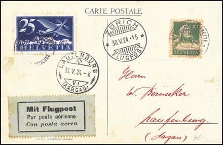 POSTA AEREA ESTERA - SVIZZERA  (1924)  - Catalogo Cataloghi su offerta - Studio Filatelico Toselli