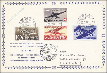 POSTA AEREA ESTERA - SVIZZERA  (1944)  - Catalogo Cataloghi su offerta - Studio Filatelico Toselli