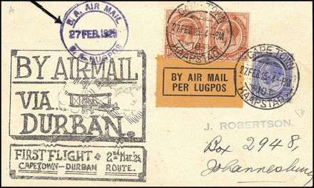 POSTA AEREA ESTERA - SOUTH AFRICA  (1925)  - Catalogo Cataloghi su offerta - Studio Filatelico Toselli