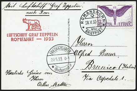 ZEPPELIN - SVIZZERA  (1933)  - Catalogo Cataloghi su offerta - Studio Filatelico Toselli