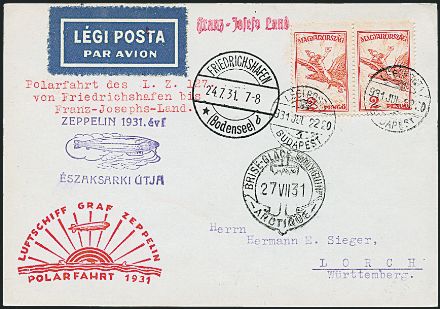 ZEPPELIN - UNGHERIA  (1931)  - Catalogo Cataloghi su offerta - Studio Filatelico Toselli