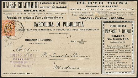 ITALIA REGNO Cartoline di pubblicit  (1889)  - Catalogo Catalogo di Vendita a prezzi netti - Studio Filatelico Toselli
