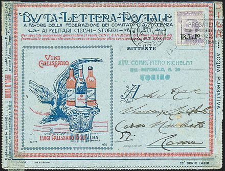 ITALIA REGNO Francobolli per buste e lettere postali - B.L.P.  (1923)  - Catalogo Catalogo di Vendita a prezzi netti - Studio Filatelico Toselli