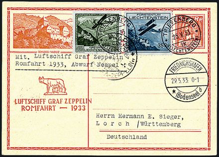 ZEPPELIN - LIECHTENSTEIN  (1933)  - Catalogo Catalogo di Vendita a prezzi netti - Studio Filatelico Toselli