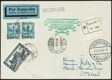 ZEPPELIN - TUNISIA  (1933)  - Catalogo Catalogo di Vendita a prezzi netti - Studio Filatelico Toselli