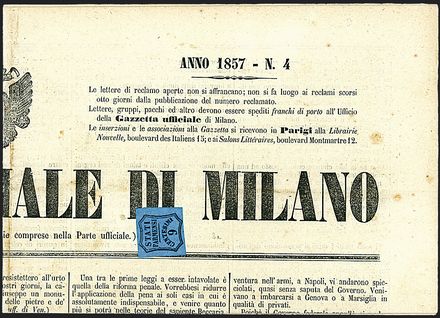 ANTICHI STATI ITALIANI - PARMA - Segnatasse per giornali  (1857)  - Catalogo Cataloghi su offerta - Studio Filatelico Toselli