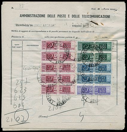ITALIA REPUBBLICA Pacchi postali  (1948)  - Catalogo Cataloghi su offerta - Studio Filatelico Toselli
