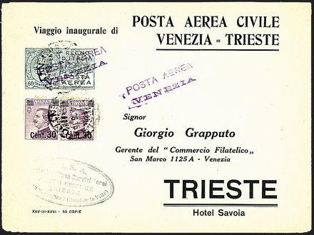 POSTA AEREA ITALIANA  (1926)  - Catalogo Cataloghi su offerta - Studio Filatelico Toselli