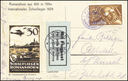 POSTA AEREA ESTERA - SVIZZERA  (1924)  - Catalogo Cataloghi su offerta - Studio Filatelico Toselli