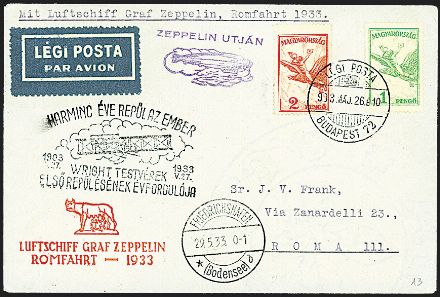 ZEPPELIN - UNGHERIA  (1933)  - Catalogo Cataloghi su offerta - Studio Filatelico Toselli