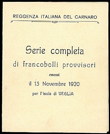 TERRE REDENTE ANNESSE OD OCCUPATE - VEGLIA  - Catalogo Catalogo di vendita su offerte - Studio Filatelico Toselli