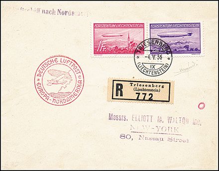 AEROGRAMMI ZEPPELIN - LIECHTENSTEIN  (1936)  - Catalogo Catalogo di vendita su offerta - Studio Filatelico Toselli