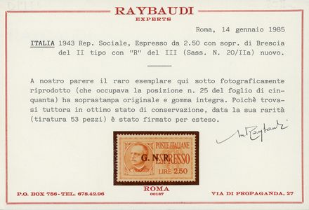 REPUBBLICA SOCIALE ITALIANA Espressi  - Catalogo Catalogo di vendita su offerta - Studio Filatelico Toselli