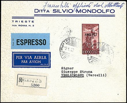 TRIESTE A Posta aerea  - Catalogo Catalogo di vendita su offerte - Studio Filatelico Toselli