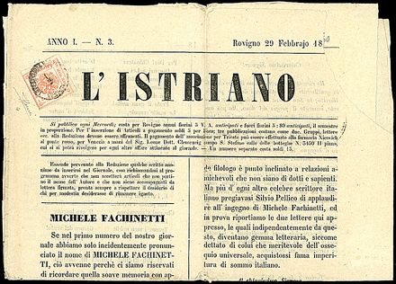 ANTICHI STATI ITALIANI - LOMBARDO VENETO - Segnatasse per giornali  - Catalogo Catalogo di vendita su offerte - Studio Filatelico Toselli