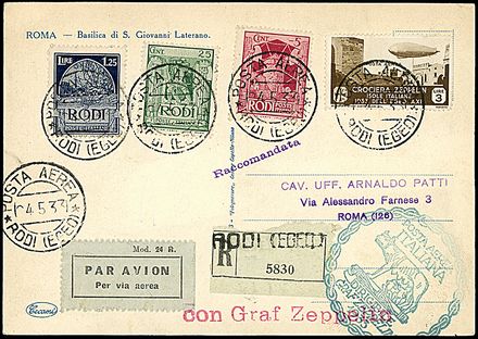 ZEPPELIN - VOLO CIRCOLARE SU ROMA - EGEO  - Catalogo Catalogo di vendita su offerte - Studio Filatelico Toselli