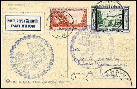ZEPPELIN - VOLO CIRCOLARE SU ROMA - ITALIA  - Catalogo Catalogo di vendita su offerte - Studio Filatelico Toselli