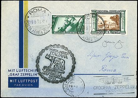 ZEPPELIN - VOLO CIRCOLARE SU ROMA - ITALIA  - Catalogo Catalogo di vendita su offerte - Studio Filatelico Toselli
