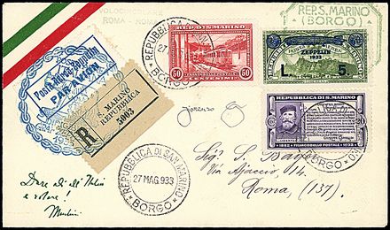 ZEPPELIN - VOLO CIRCOLARE SU ROMA - SAN MARINO  - Catalogo Catalogo di vendita su offerte - Studio Filatelico Toselli