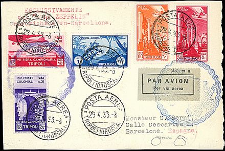 ZEPPELIN - VOLO CIRCOLARE SU ROMA - TRIPOLITANIA  - Catalogo Catalogo di vendita su offerte - Studio Filatelico Toselli