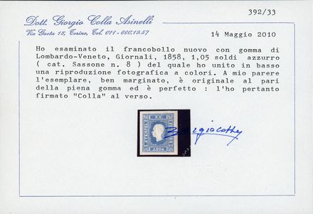ANTICHI STATI ITALIANI - LOMBARDO VENETO - Francobolli per giornali  - Catalogo Catalogo a Prezzi Netti on-line - Studio Filatelico Toselli