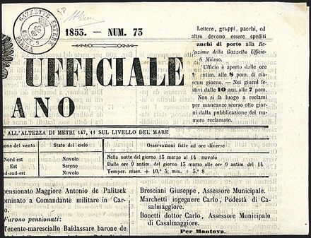 ANTICHI STATI ITALIANI - PARMA - Segnatasse per giornali  - Catalogo Catalogo a Prezzi Netti - Studio Filatelico Toselli