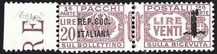 REPUBBLICA SOCIALE ITALIANA Pacchi postali  - Catalogo Catalogo a Prezzi Netti on-line - Studio Filatelico Toselli