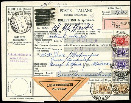 ITALIA REPUBBLICA Bollettini pacchi  - Catalogo Catalogo di vendita su offerte - Studio Filatelico Toselli
